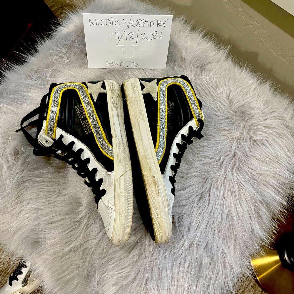 Golden Goose Black and White Slides 35